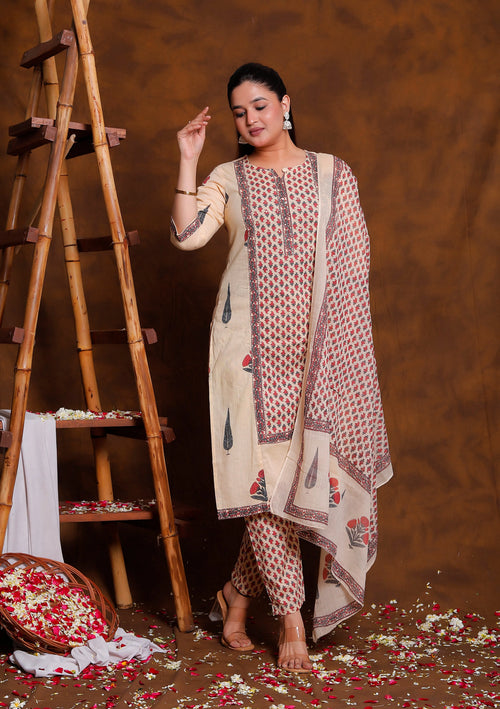 Mudra Earth Hand Block Print Suit Set