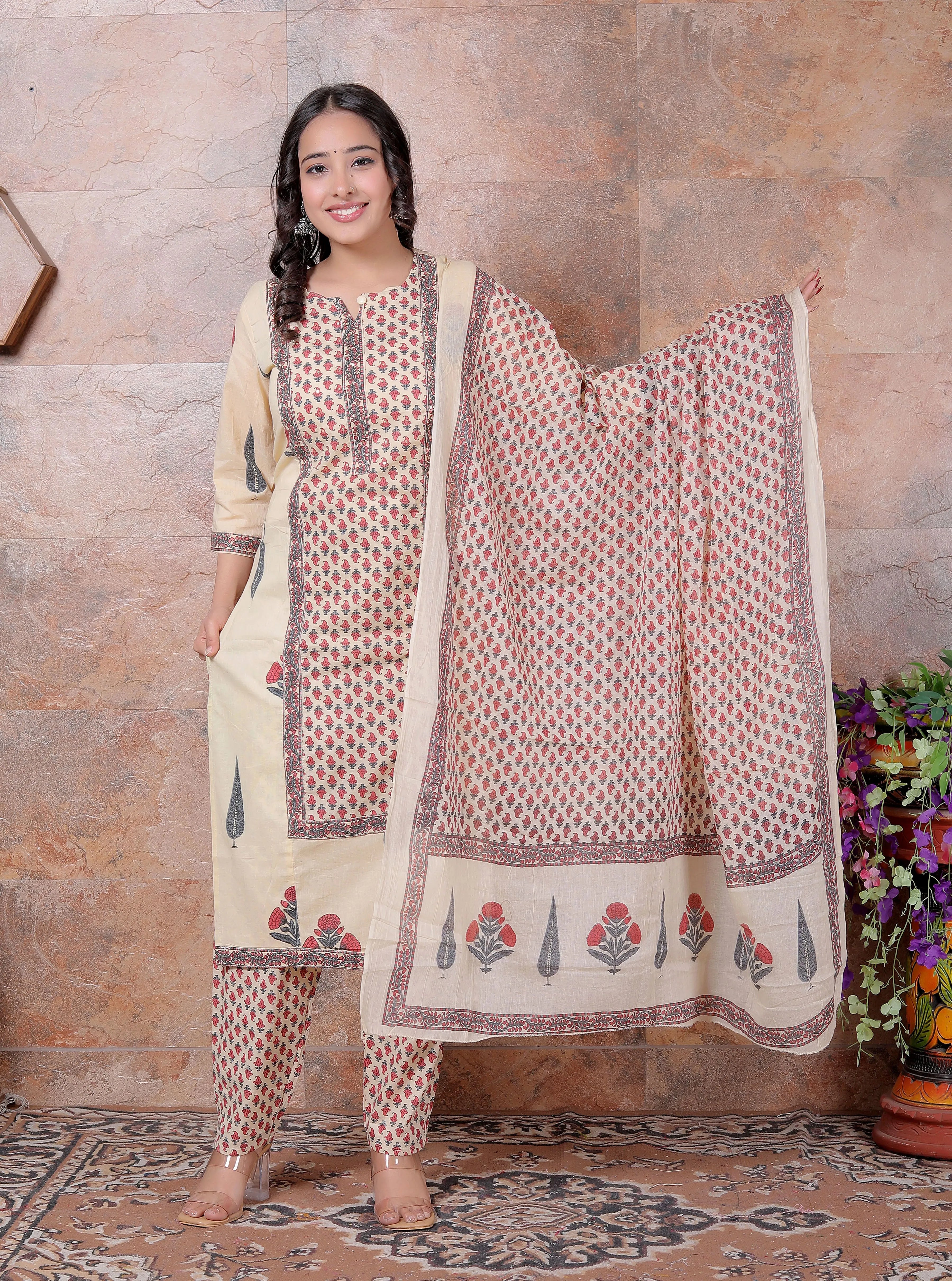 Mudra Earth Hand Block Print Suit Set