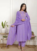 Purple Cotton Suit Set