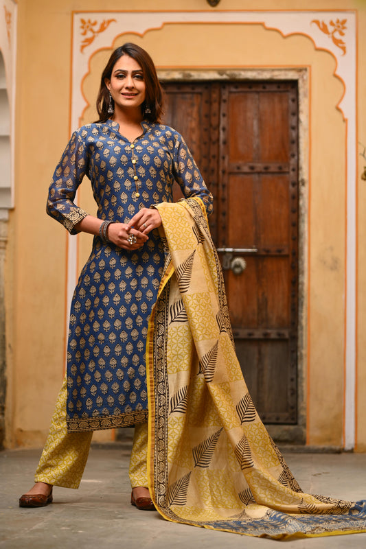 Chanderi Royal-Rajgharana Blue