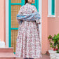 CHANDERI SILK - HANDBLOCK PRINT EMBROIDERED ANARKALI SUIT SET