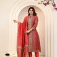 MAHESHWARI SILK EMBROIDERED RED SUIT SET