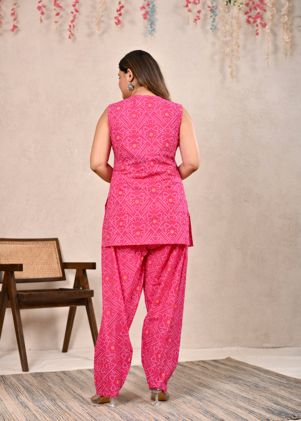 Ambrue Gulabi Bandhej Pure Cotton 3-Piece Suit Set