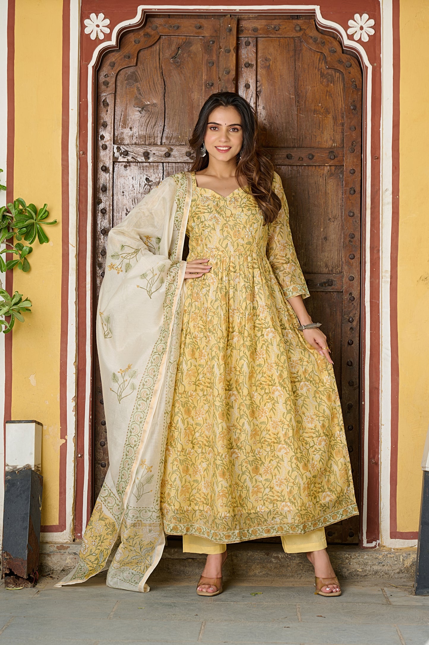 Chanderi Silk - Hand Block Print Suit Set