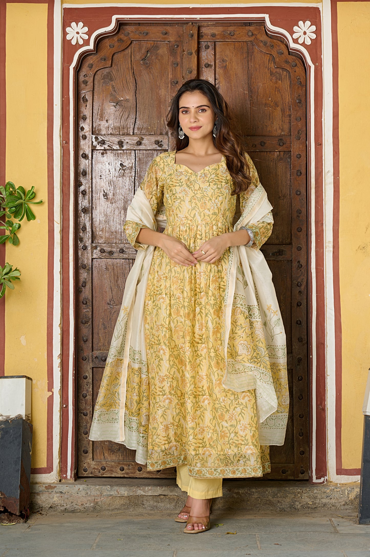 Chanderi Silk - Hand Block Print Suit Set