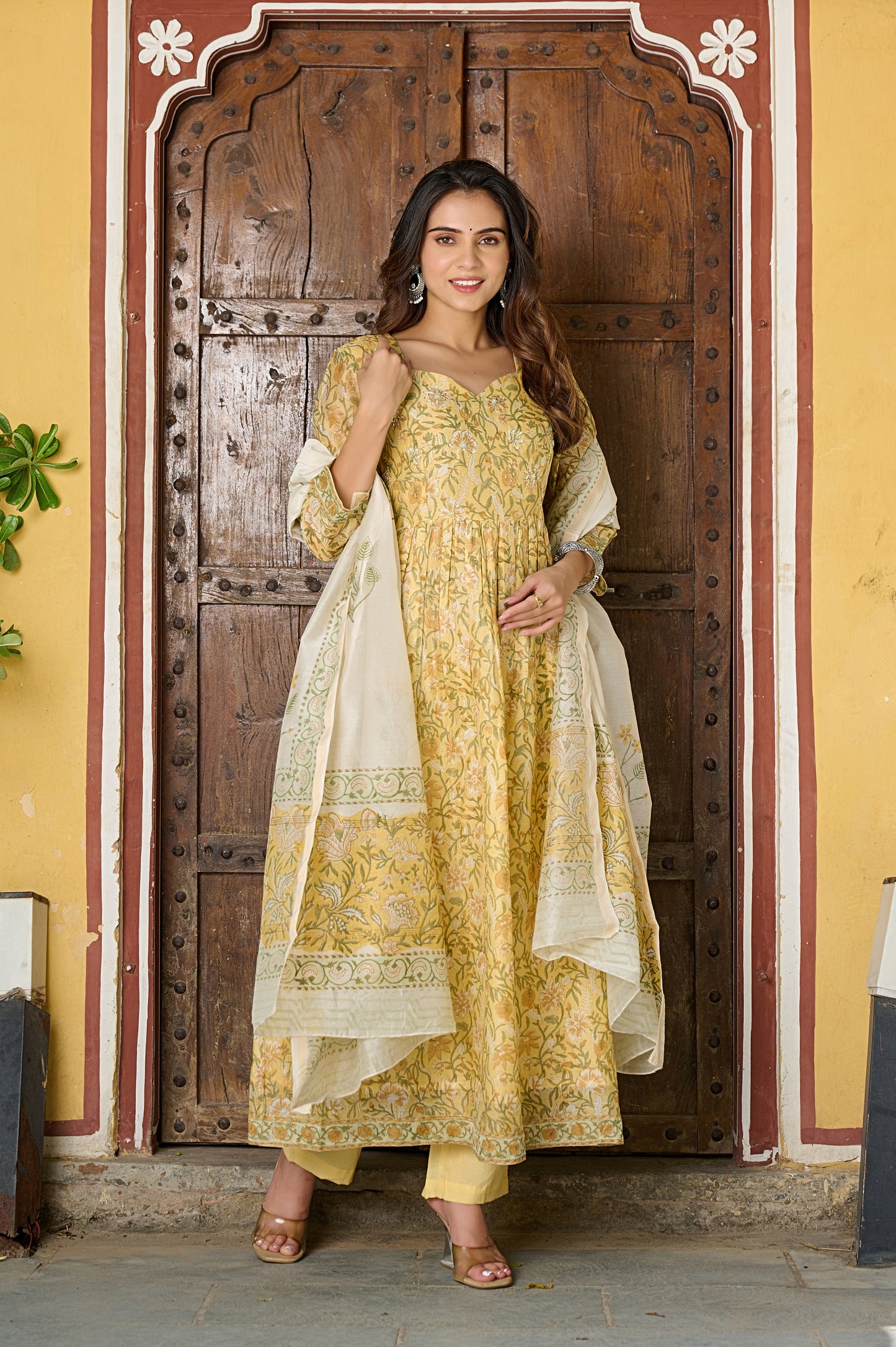 Chanderi Silk - Hand Block Print Suit Set