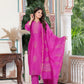 Royal Fuchsia Radiance – Pure Chanderi Silk Handcrafted 3-Piece Suit Set - An Ode to Timeless Indian Grandeur.