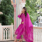 Royal Fuchsia Radiance – Pure Chanderi Silk Handcrafted 3-Piece Suit Set - An Ode to Timeless Indian Grandeur.