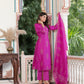 Royal Fuchsia Radiance – Pure Chanderi Silk Handcrafted 3-Piece Suit Set - An Ode to Timeless Indian Grandeur.