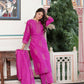 Royal Fuchsia Radiance – Pure Chanderi Silk Handcrafted 3-Piece Suit Set - An Ode to Timeless Indian Grandeur.