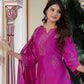 Royal Fuchsia Radiance – Pure Chanderi Silk Handcrafted 3-Piece Suit Set - An Ode to Timeless Indian Grandeur.