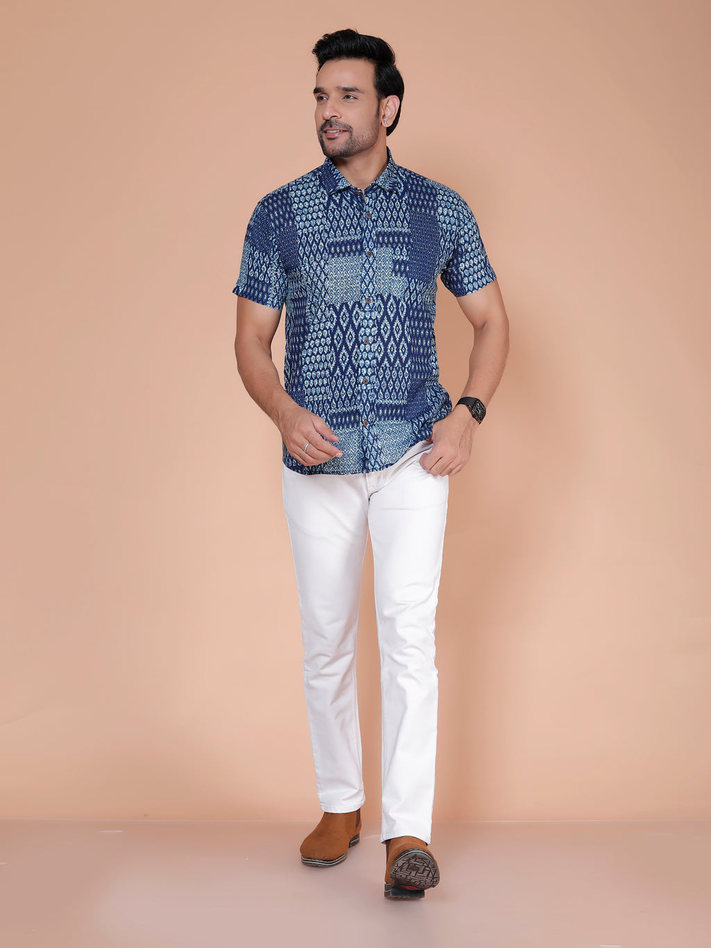 Royal Stride Casual Shirt Navy Blue - A timeless shirt for workdays, weekends & weddings.