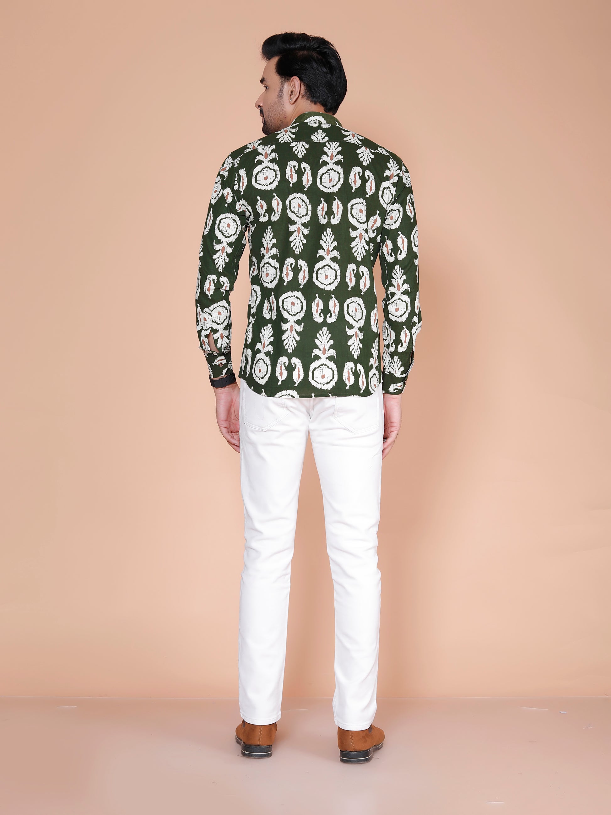 Royal Green Block Print Short Kurta