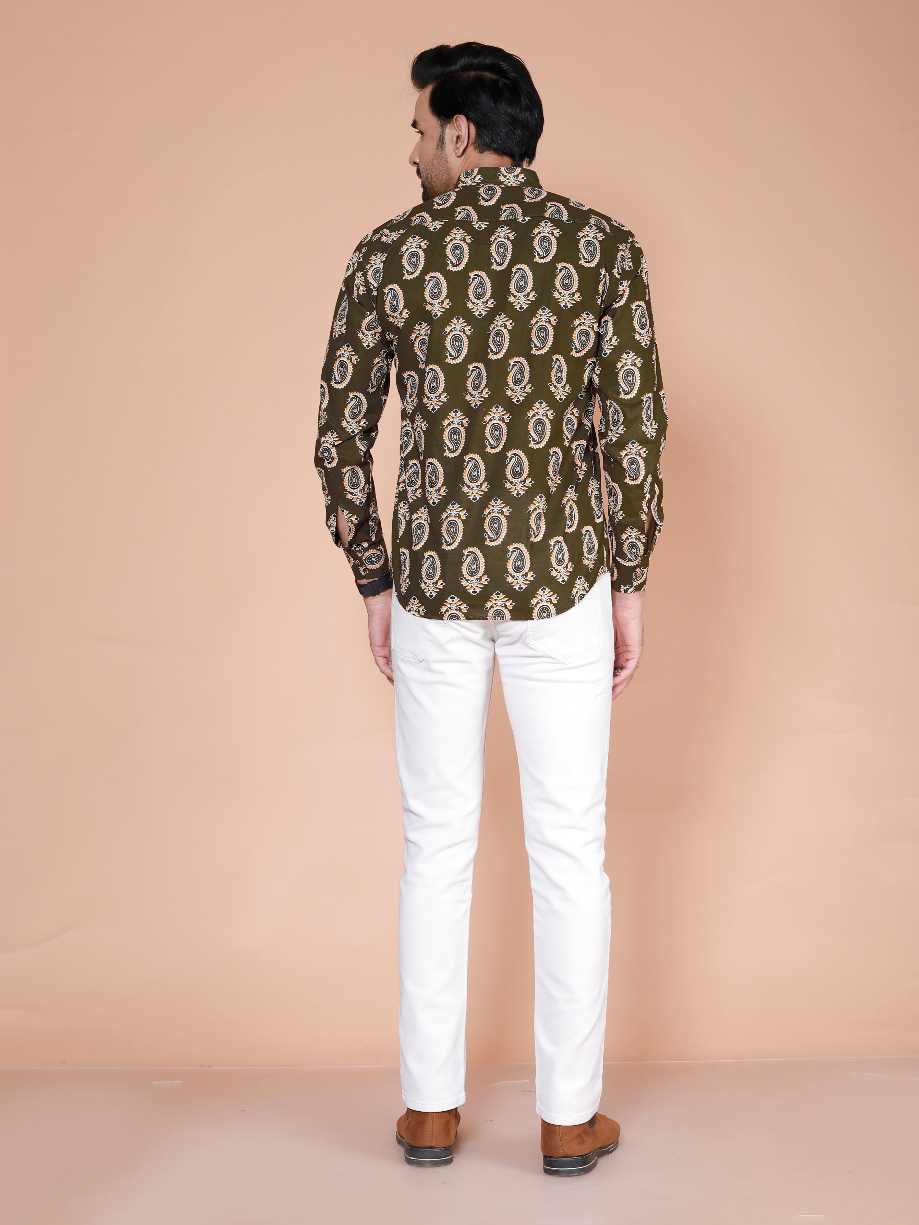 Olive Short Kurta For Men
