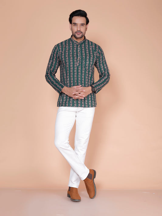 Forest Stripes Handblock Cotton Short Kurta - Where effortless style meets Nature charm