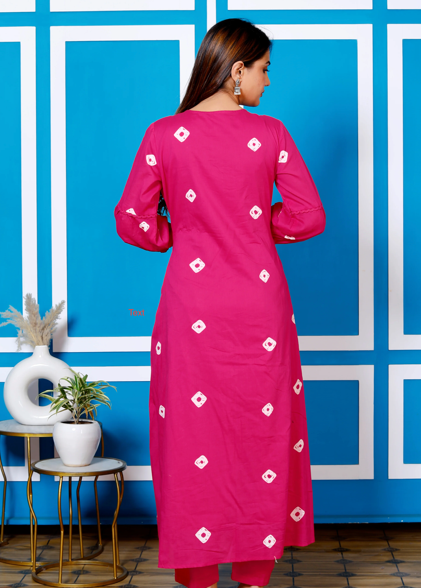 Bandhani Print Frock Suit - Hot Pink