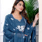 Bandhani Print Embroidered Blue Suit Set