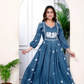 Bandhani Print Embroidered Blue Suit Set
