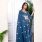 Bandhani Print Embroidered Blue Suit Set