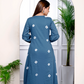 Bandhani Print Embroidered Blue Suit Set