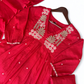 Pure Jute Cotton Fabric with Hand Embroidery Red