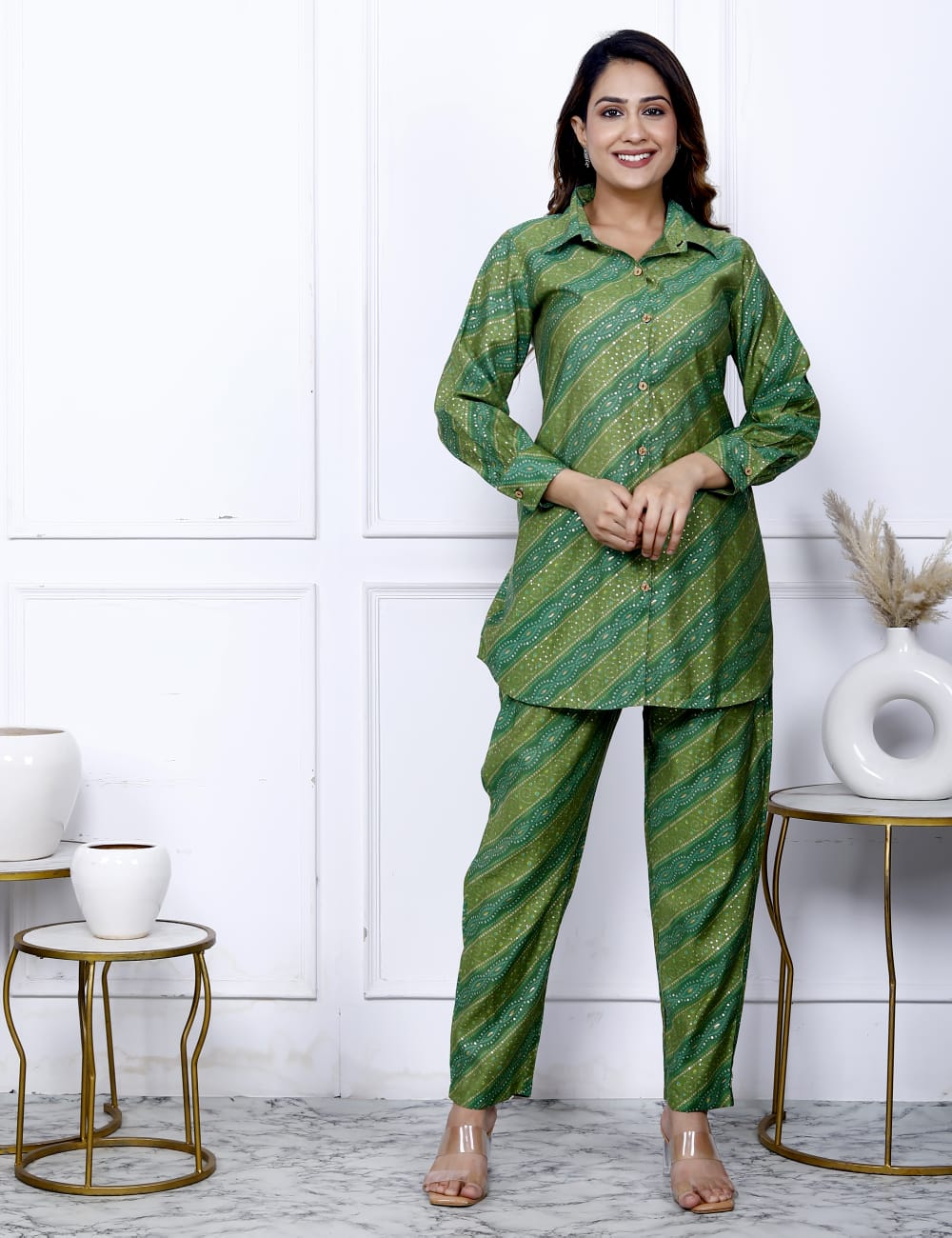 Rajsi Bandhej Blooming Green