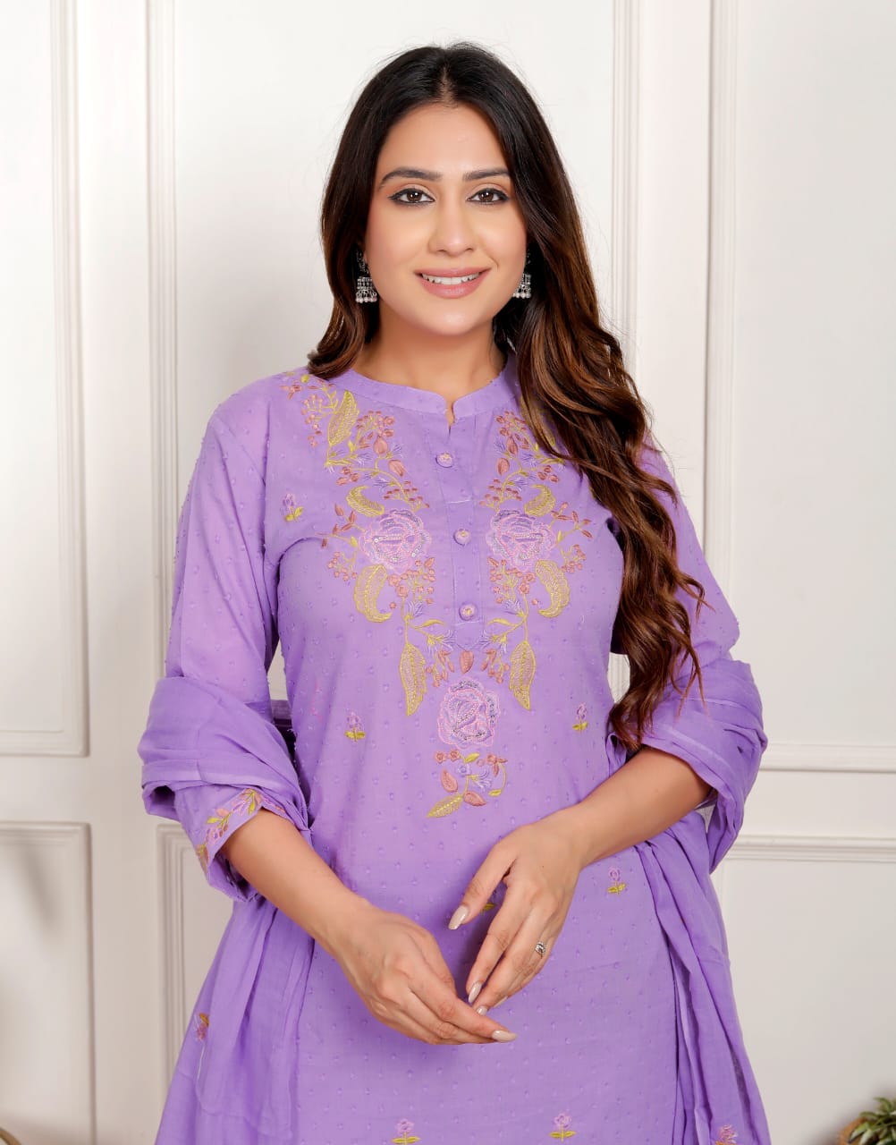 Purple Cotton Suit Set 
