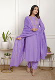 Purple Cotton Suit Set 