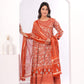 Gulnar Rust Angrakha Anarkali Suit Set