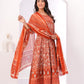 Gulnar Rust Angrakha Anarkali Suit Set