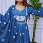 Bandhani Print Embroidered Blue Suit Set