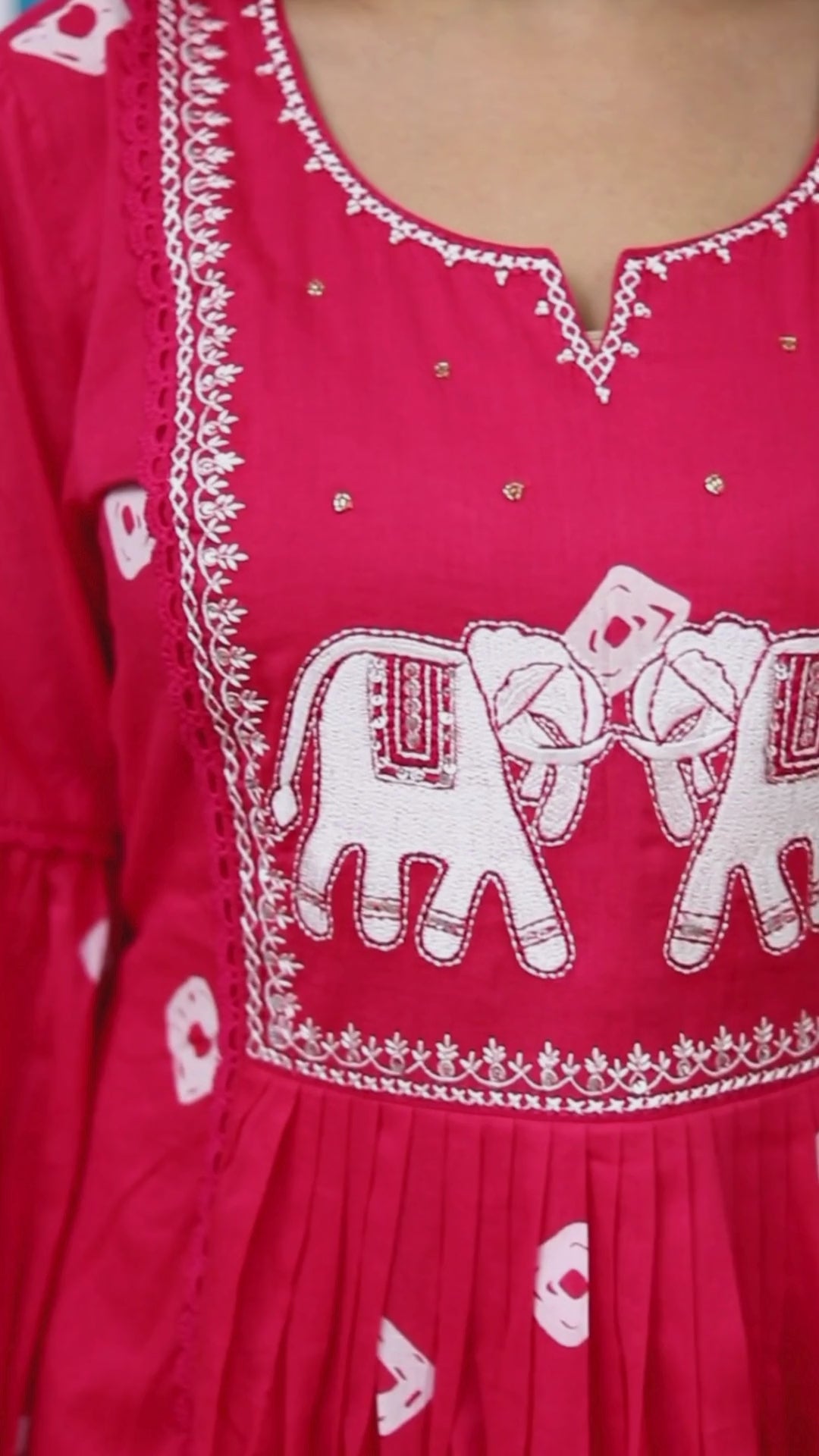 Bandhani Print Frock Suit - Hot Pink